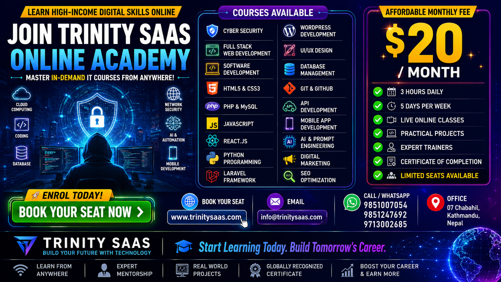 Join Trinity SaaS Online Academy — Master in-demand IT courses. $20/month, live online classes, expert trainers.